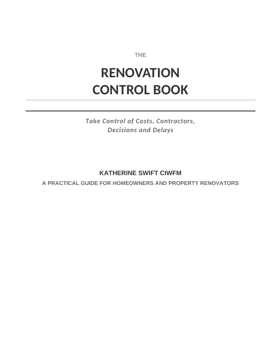 Cover of The Renovation Control Book by Katherine Swift CIWFM
